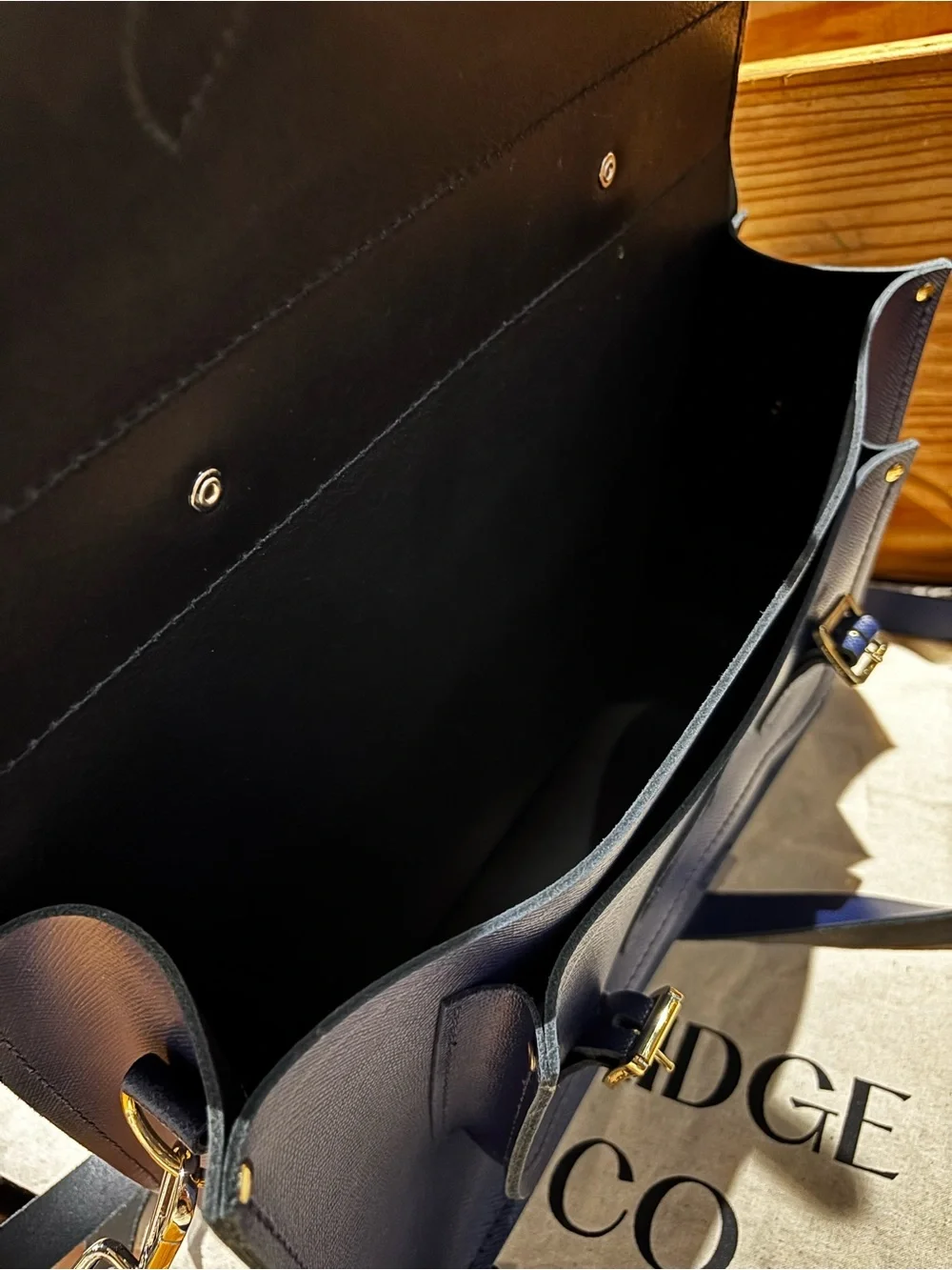 The Cambridge Satchel Company Navy Leather Messenger Satchel